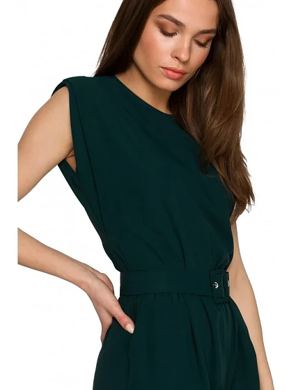 Kombinéza bez rukávů s rameny zelená model 18003472 - STYLOVE