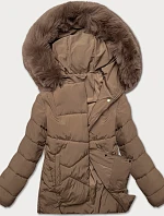 Dámska prechodná bunda voľného strihu J Style tmavo béžová (16M9181-84)