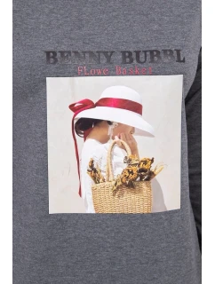 Šaty s potlačou košíka v grafitovej farbe