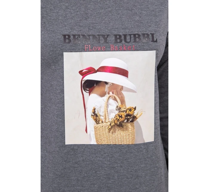 Šaty s potiskem model 18744178 v grafitové barvě - K-Fashion Šaty s potiskem model 18744178 v grafitové barvě - K-Fashion