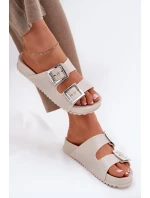 Pachnące Klapki Damskie Z Klamrami I Brokatem ZAXY RR285056 Beżowe