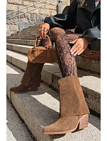 Kožené kožené boty na podpatku s vyklopenou manžetou Big Star UU274114 Kavaler Kožené kožené boty na podpatku s vyklopenou manžetou Big Star UU274114 Kavaler