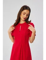 S361 Šaty s bočným rozparkom - červené