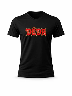 Pánské bavlněné tričko s potiskem - DĚDA (ROCK) - černé