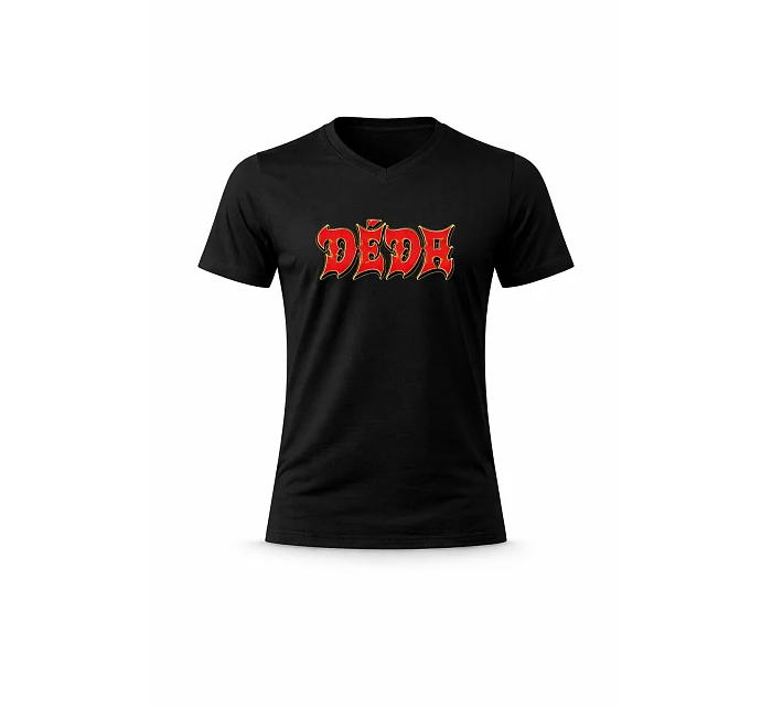 Pánské bavlněné tričko s potiskem - DĚDA (ROCK) - černé