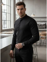 Pánská černá košile SLIM FIT se stojáčkem Dstreet model 21981610 - FashionStreet