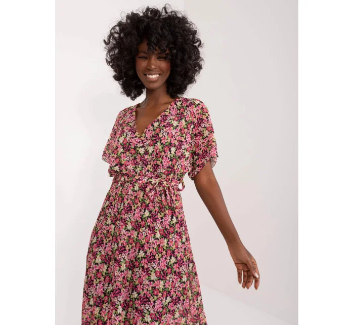 Čierno-ružové dámske letné kvetinové šaty (9656) Čierno-ružové dámske letné kvetinové šaty (9656)