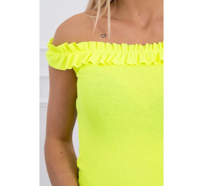 Španielska blúzka s volánikmi žltá neónová Španielska blúzka s volánikmi žltá neónová