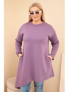 Dámske Plus veľkosť viskózové sukne s voľným strihom a dlhými rukávmi fialová
