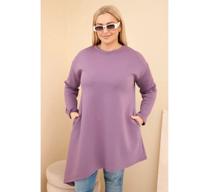 Dámske Plus veľkosť viskózové sukne s voľným strihom a dlhými rukávmi fialová Dámske Plus veľkosť viskózové sukne s voľným strihom a dlhými rukávmi fialová