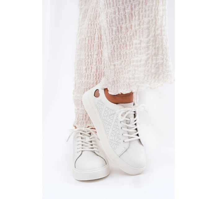 Dámské Kožené Tenisky Na Platformě model 21691898 Bílé - VINCEZA