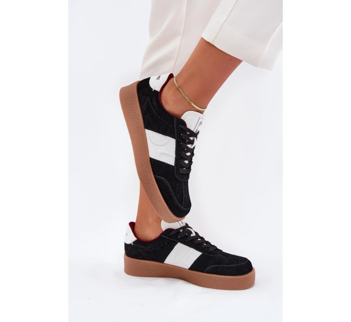 Zamszowe Sneakersy Damskie Daniel Lopez Just Dare SS2D4021 Czarne Zamszowe Sneakersy Damskie Daniel Lopez Just Dare SS2D4021 Czarne