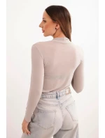 Dámska kašmírová blúzka s jemným rolákom a dlhými rukávmi tmavobéžová Dámska kašmírová blúzka s jemným rolákom a dlhými rukávmi tmavobéžová