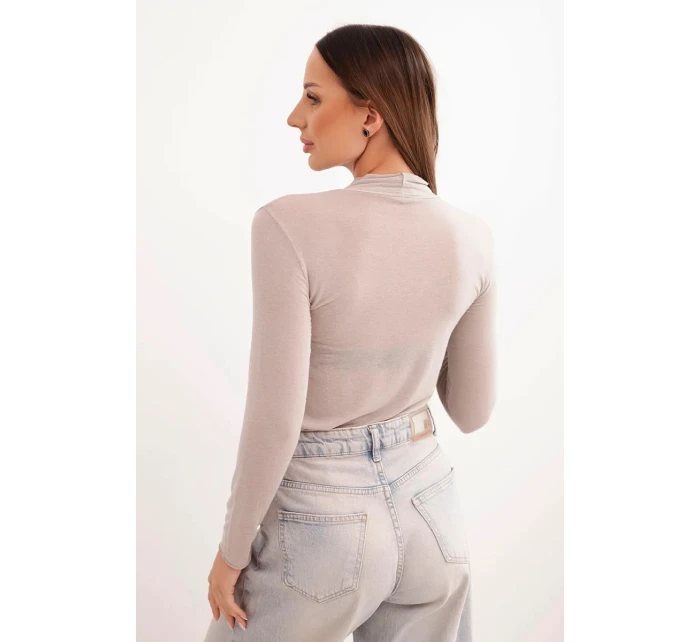 Dámska kašmírová blúzka s jemným rolákom a dlhými rukávmi tmavobéžová Dámska kašmírová blúzka s jemným rolákom a dlhými rukávmi tmavobéžová