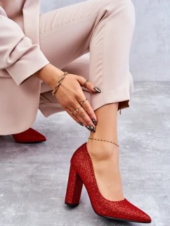 Błyszczące Czółenka Na Słupku Czerwone Elmira