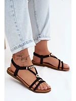 Dámské ploché sandály s pásky Černé Zelda