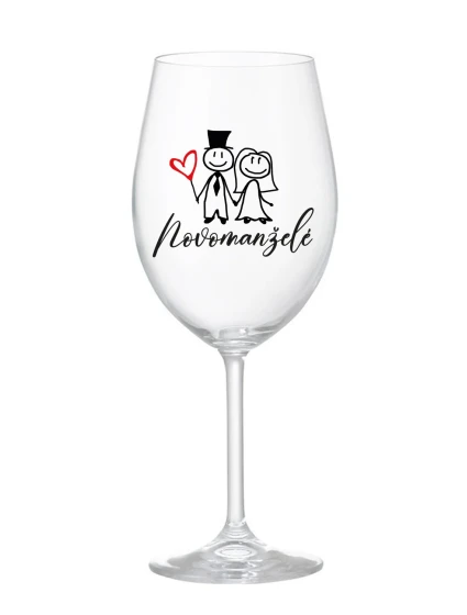 NOVOMANŽELÉ - čirá sklenice na víno 350 ml