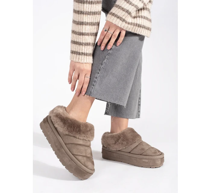 Exkluzívní dámské hnědé sněhule platforma Exkluzívní dámské hnědé sněhule platforma