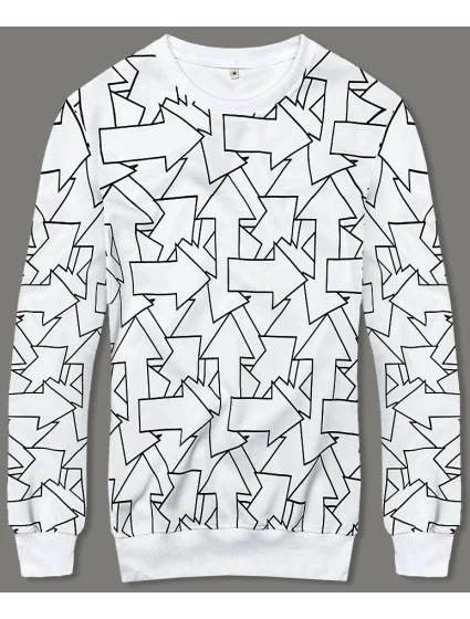 Biela pánska mikina s geometrickým vzorom (8B1111-1) Biela pánska mikina s geometrickým vzorom (8B1111-1)