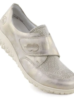 Dámske pohodlné béžovo-zlaté poltopánky Rieker na suchý zips 59552-62