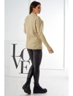 Svetr model 18970345 přes hlavu s módní vazbou béžový - K-Fashion