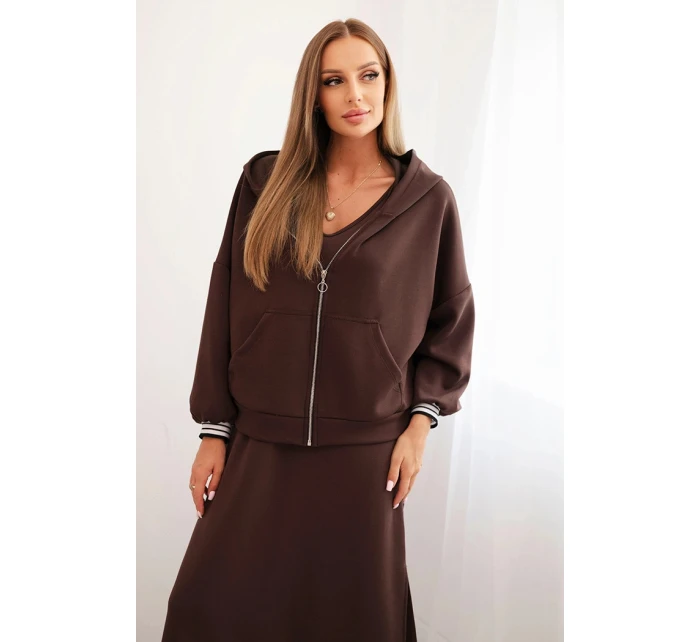 Dámský komplet s viskózou se  a dlouhou hnědý model 21268141 - K-Fashion