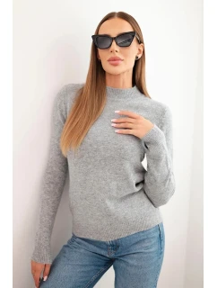 Dámský svetr s model 21314692 z měkké pleteniny šedý - K-Fashion