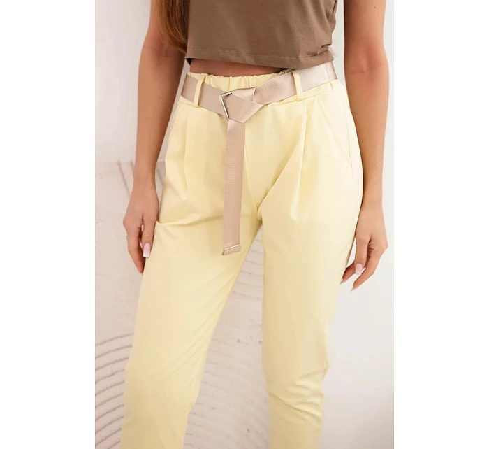 Kalhoty Punto s páskem žluté