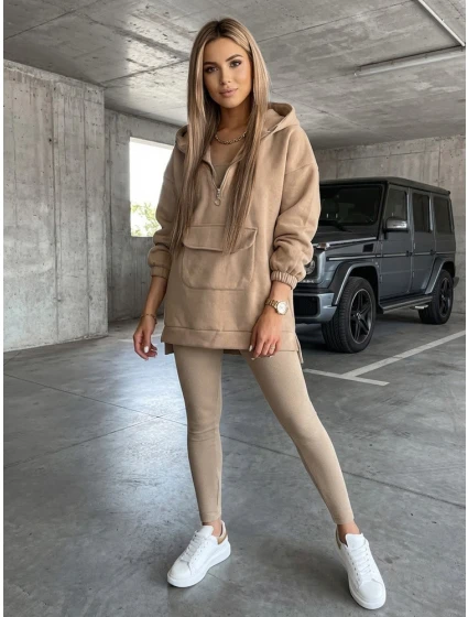 Dámska tepláková súprava 3 v 1 oversize MAYALAN beige FashionStreet AY0942