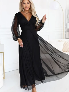 – elegantní maxi šaty s výstřihem do V – černé model 22343646 - numoco basic