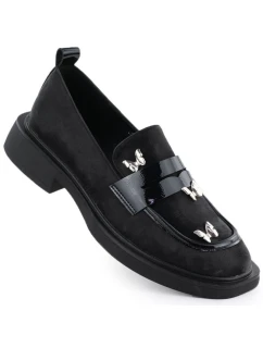 Dámske topánky lords s motýľmi čierne Potocki SZ12650