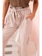 Dámské cargo kalhoty s vysokým pasem béžový