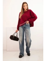 Dámska mikina s ozdobným lemom v spodnej časti bordová