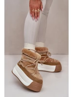 Skórzane Śniegowce Damskie Na Grubej Podeszwie Z Futerkiem Big Star OO274A207 Brązowe Skórzane Śniegowce Damskie Na Grubej Podeszwie Z Futerkiem Big Star OO274A207 Brązowe