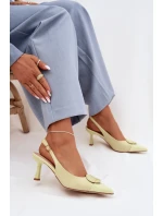 Dámské sandály na podpatku s ozdobným detailem Žluté Mariae