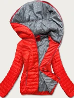 Oranžová dámska bunda s kapucňou (DL011)