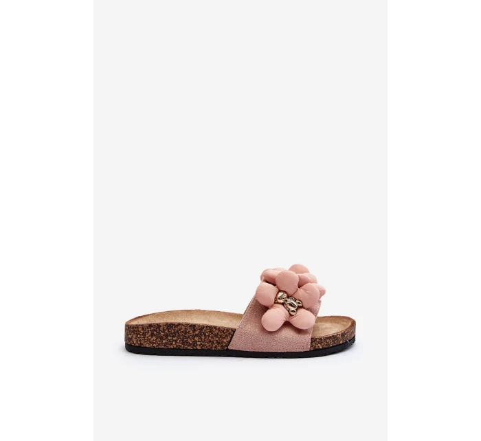 Dámské žabky s růžovými ozdobami model 21648526 - Boto Dámské žabky s růžovými ozdobami model 21648526 - Boto