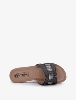 Pohodlné lesklé dámske papuče Inblu Black