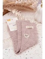 Dámske teplé vlnené ponožky s aplikáciou - béžové Dámske teplé vlnené ponožky s aplikáciou - béžové