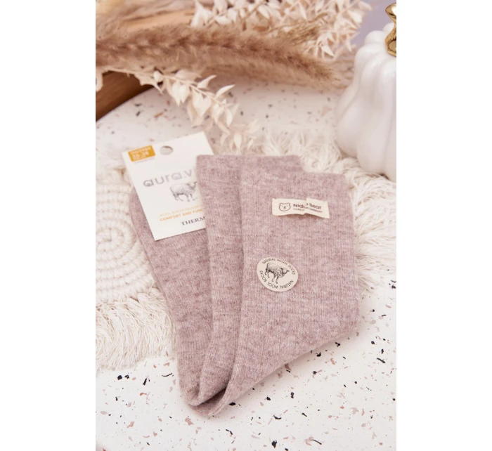 Dámske teplé vlnené ponožky s aplikáciou - béžové Dámske teplé vlnené ponožky s aplikáciou - béžové