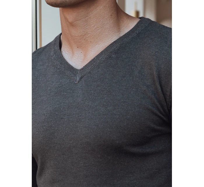 Pánsky tmavosivý sveter s golierom FashionStreet WX2219