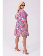 Ružové a zelené dámske letné kvetinové šaty (8276) Ružové a zelené dámske letné kvetinové šaty (8276)
