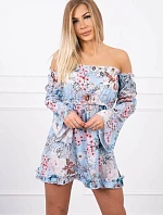 Modré kvetinové šaty s pruhmi