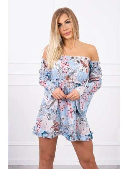 Modré květinové šaty s pruhy Modré květinové šaty s pruhy