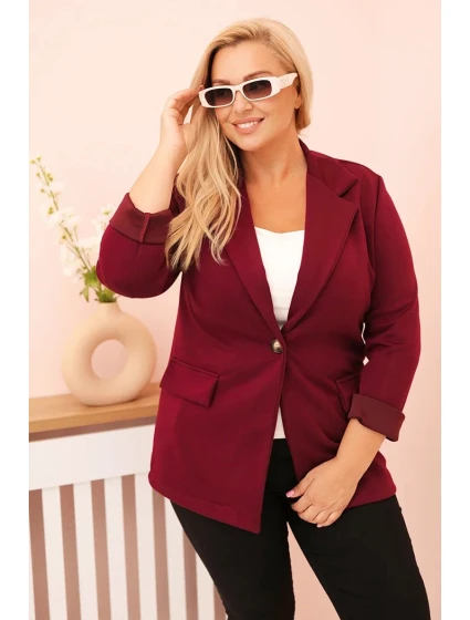 Dámská viskózová blazer Plus Size s dlouhým rukávem a límcem švestková Dámská viskózová blazer Plus Size s dlouhým rukávem a límcem švestková
