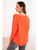Dámský svetr z viskózy s dlouhým rukávem a kulatým výstřihem tmavě oranžový