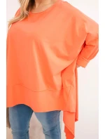 Dámská tunika Plus Size z bavlny s asymetrickým spodním lemem meruňková Dámská tunika Plus Size z bavlny s asymetrickým spodním lemem meruňková