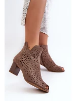 Dámské Botky Z Semiše Na Podpatku S Hnědé model 21658524 - Boto Dámské Botky Z Semiše Na Podpatku S Hnědé model 21658524 - Boto