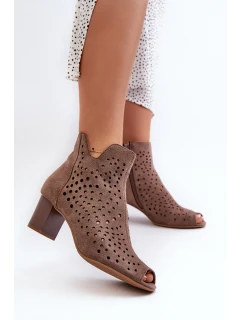 Dámské Botky Z Semiše Na Podpatku S Hnědé model 21658524 - Boto