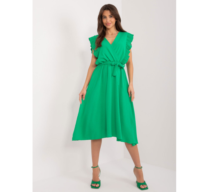 Zelené midi šaty s výstrihom v tvare ceruzky
